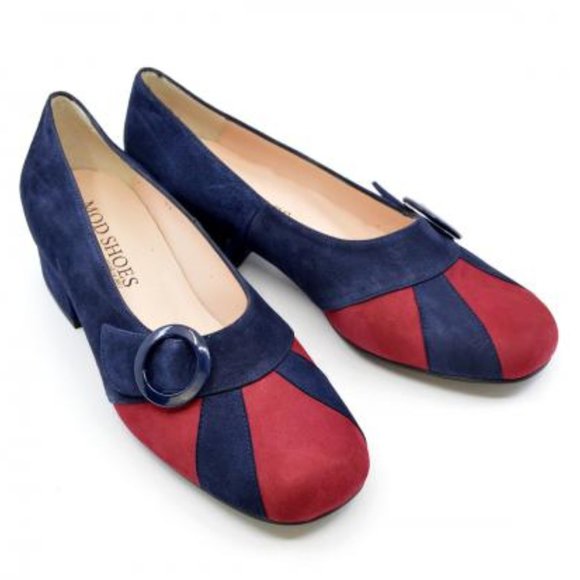 Modshoes Babs Navy and Cranberry Suede Shoes - Picture 3 of 4